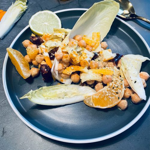 Kichererbsen Salat mit Mandarine